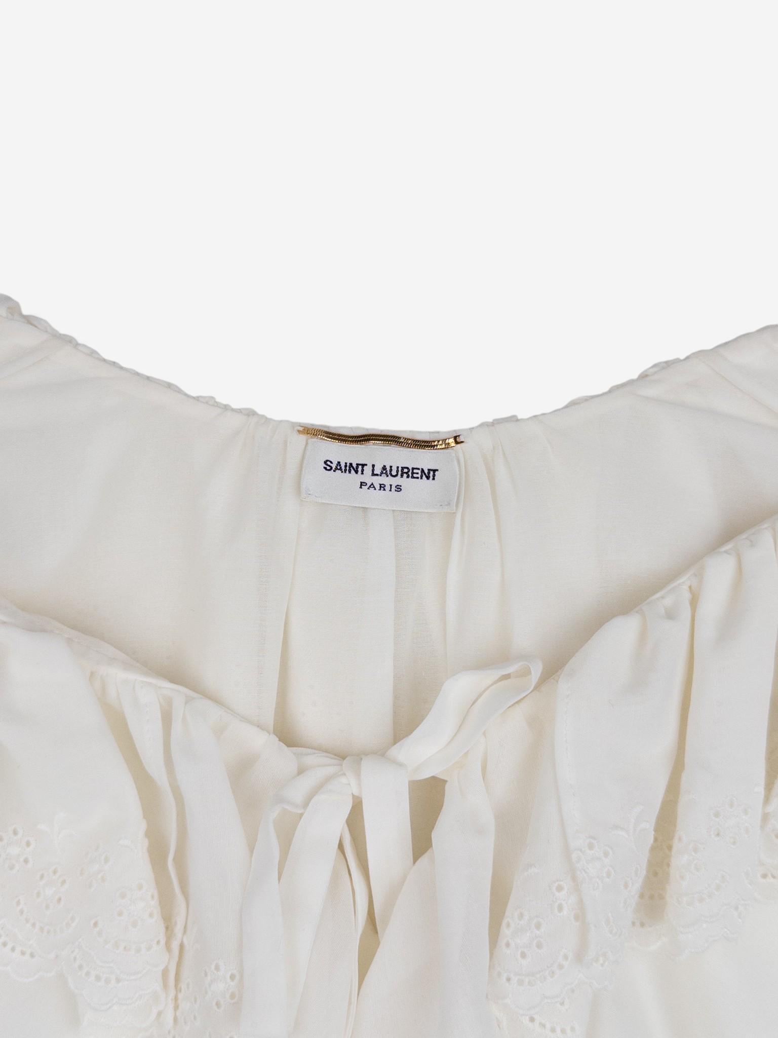 Saint Laurent by Anthony Vaccarello SS20 Longsleeve Lace Ruffle Top – brand label