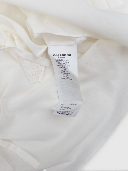 Saint Laurent by Anthony Vaccarello SS20 Longsleeve Lace Ruffle Top – care label