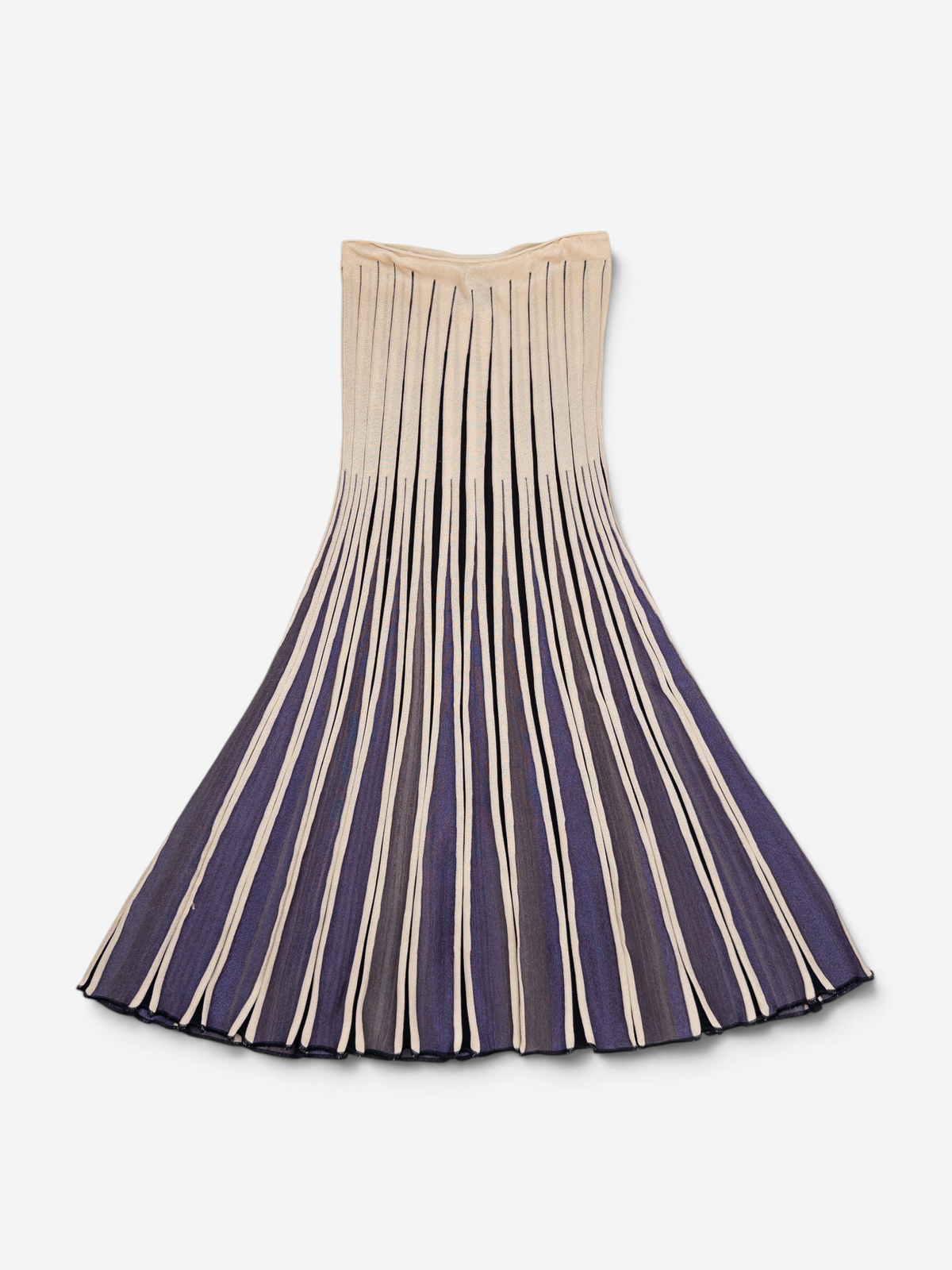 Jean Paul Gaultier 1990s Striped Iridescent Elastic Maxi-Skirt – front view