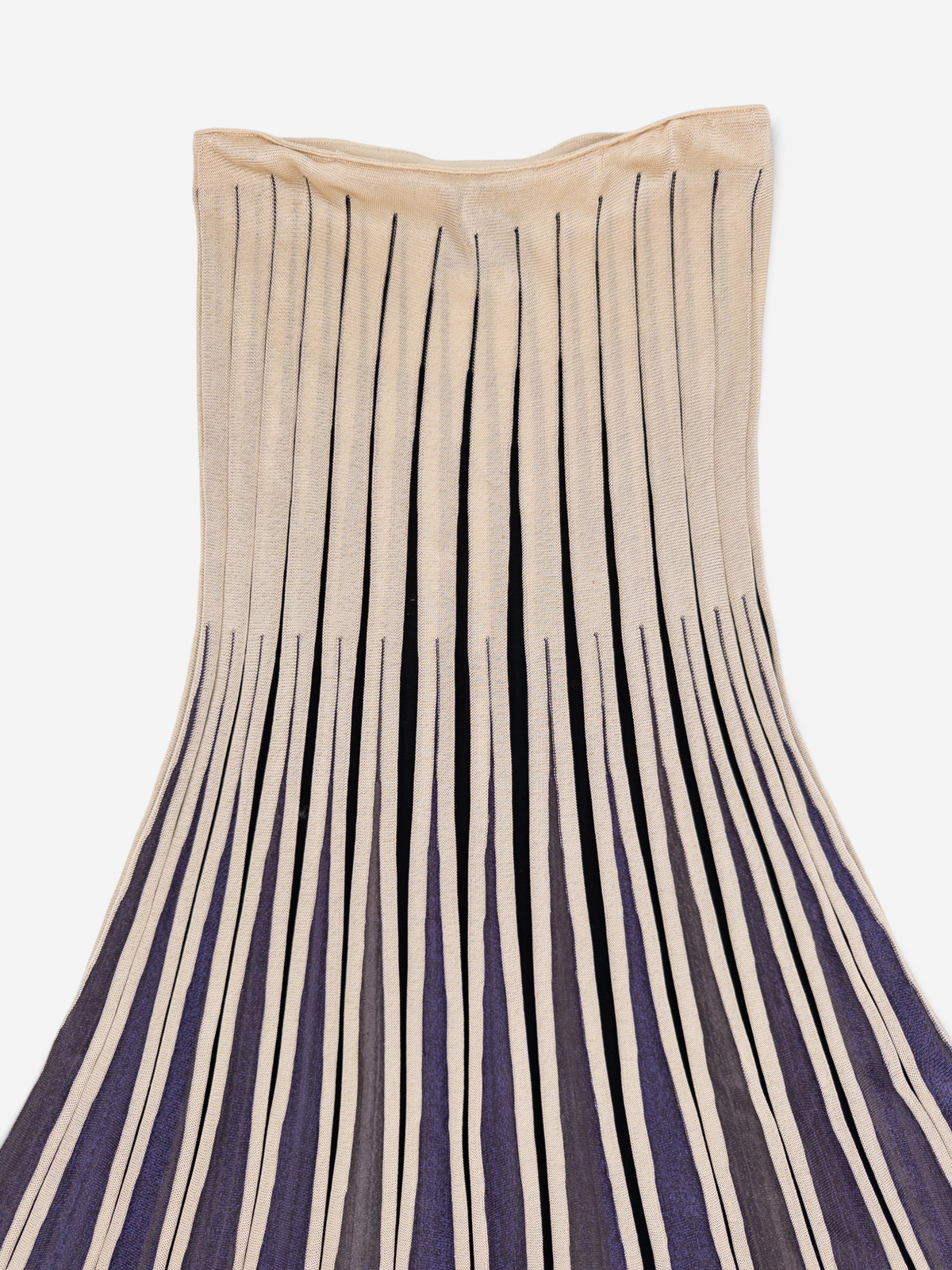 Jean Paul Gaultier 1990s Striped Iridescent Elastic Maxi-Skirt – waistband detail