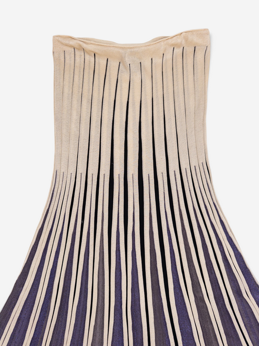 Jean Paul Gaultier 1990s Striped Iridescent Elastic Maxi-Skirt – waistband detail
