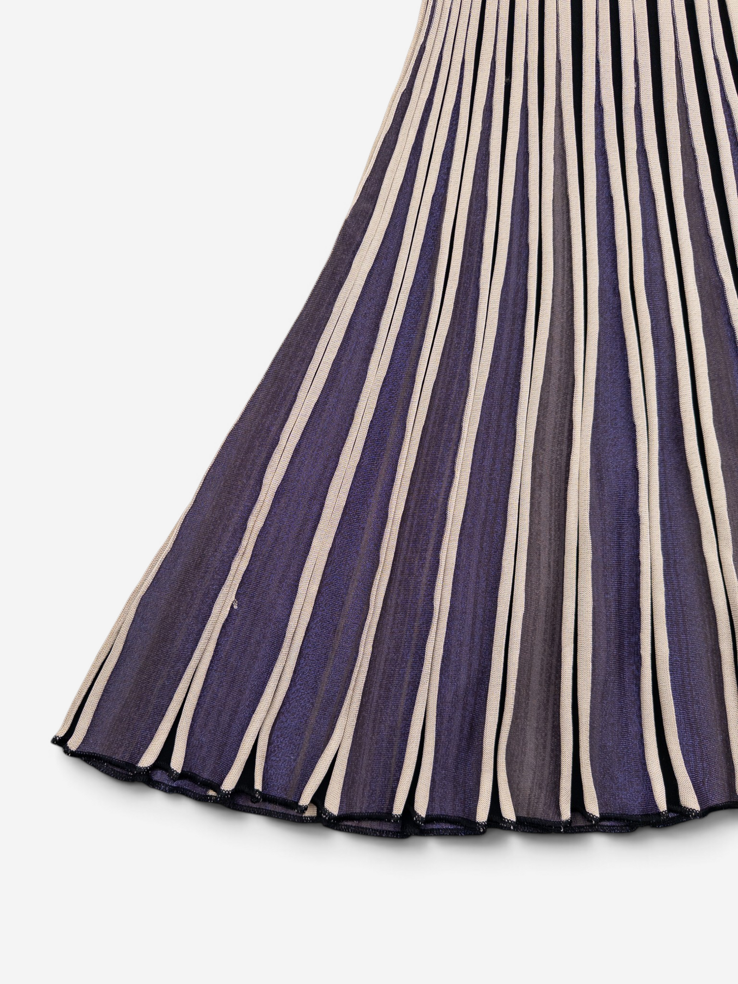 Jean Paul Gaultier 1990s Striped Iridescent Elastic Maxi-Skirt – hem detail