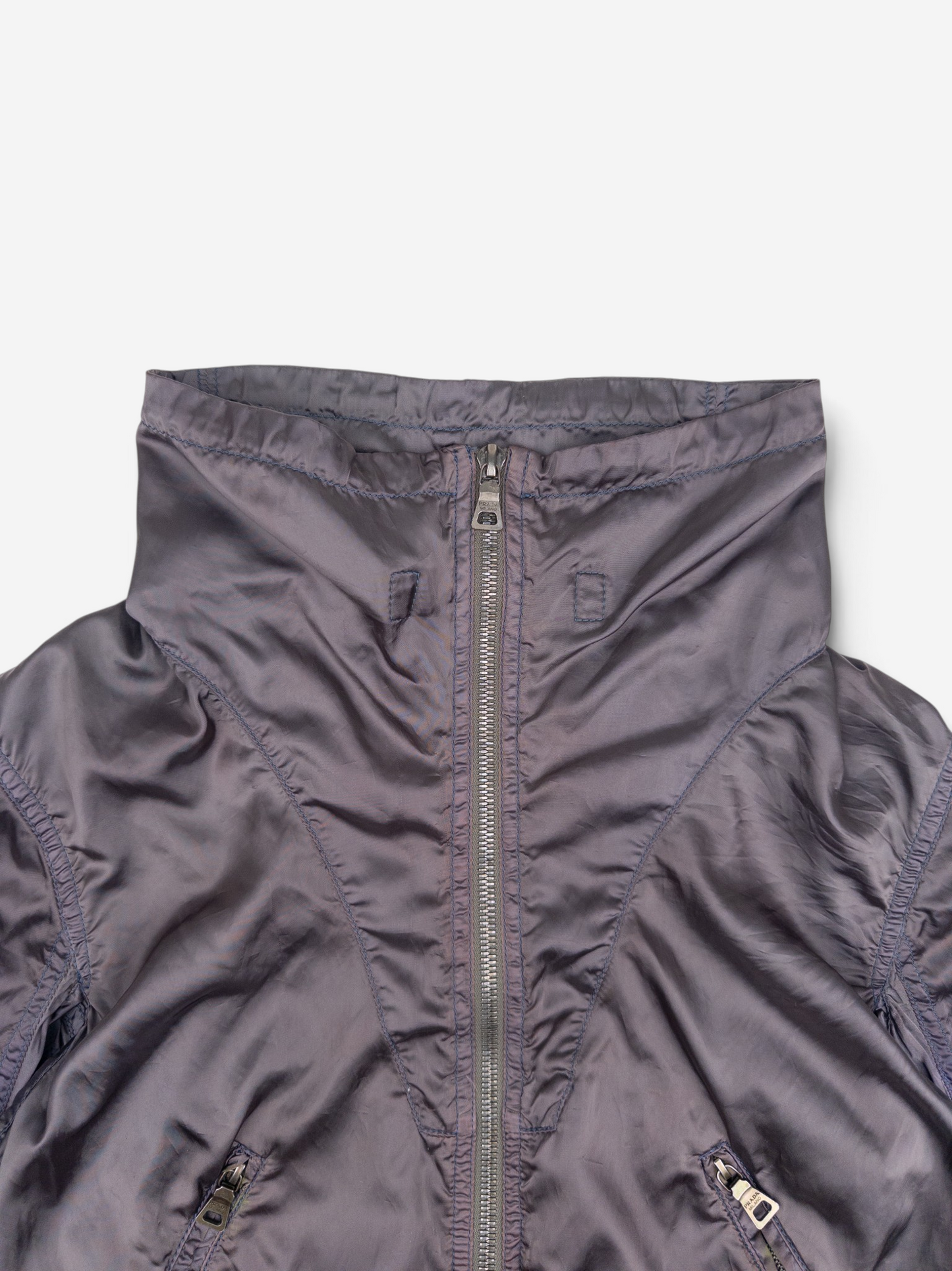 Prada 2000s Bondage Flight Parachute Jacket – collar detail