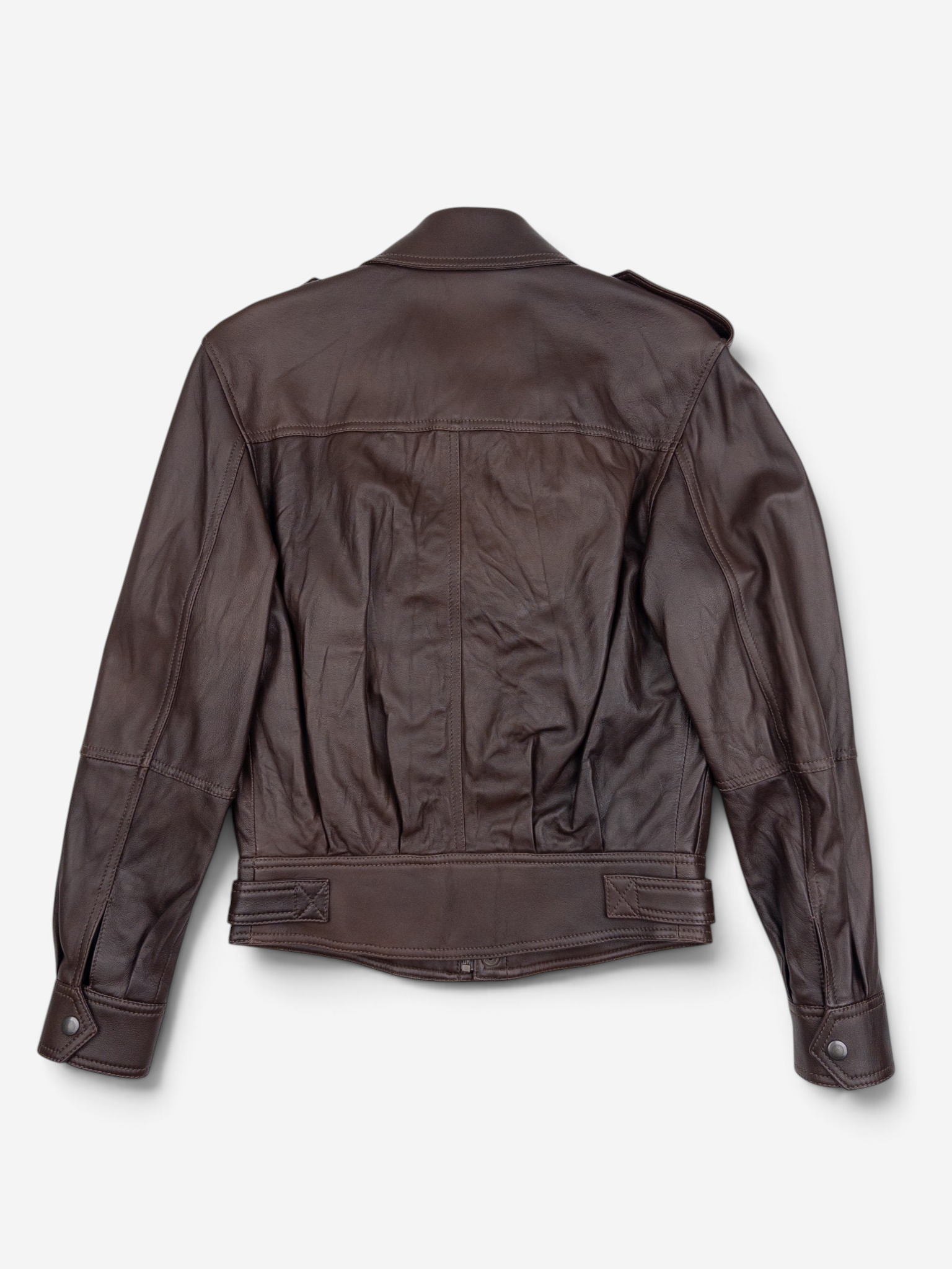 Saint Laurent by Anthony Vaccarello AW22 Military Leather Bomber Flight Jacket – back view