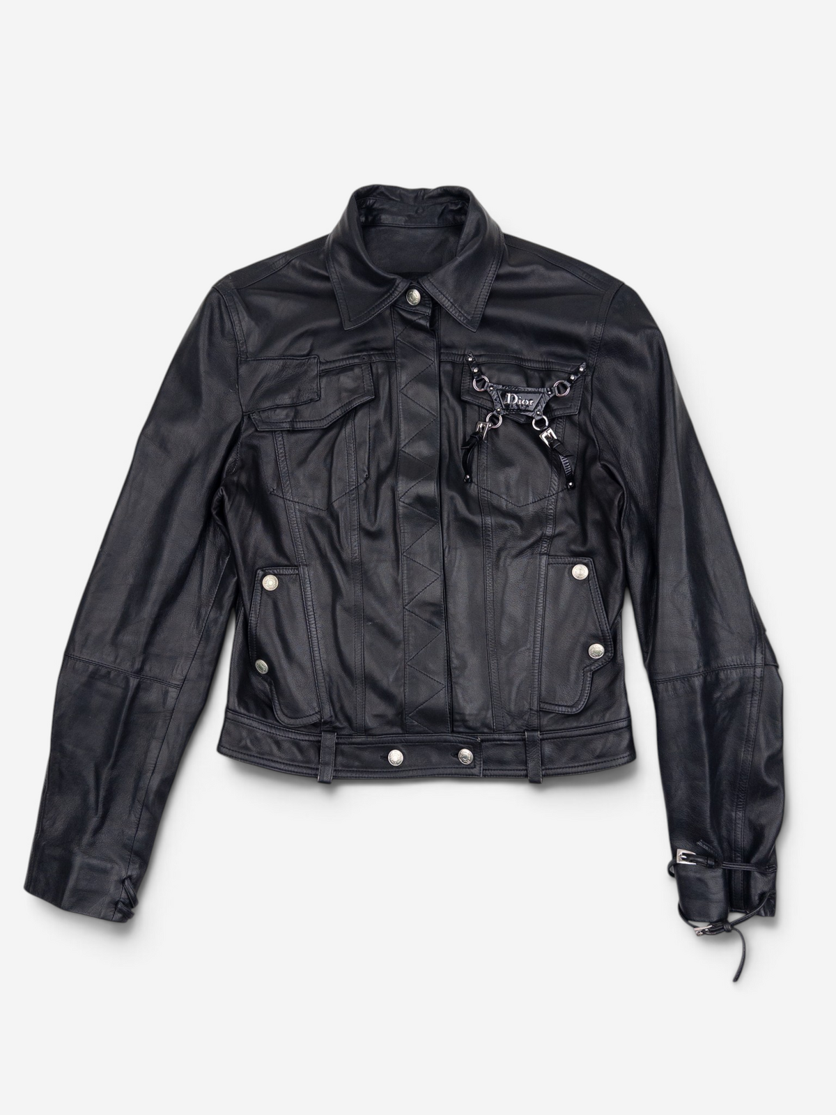 Dior by Galliano SS04 Bondage Punk Leather Jacket – front view