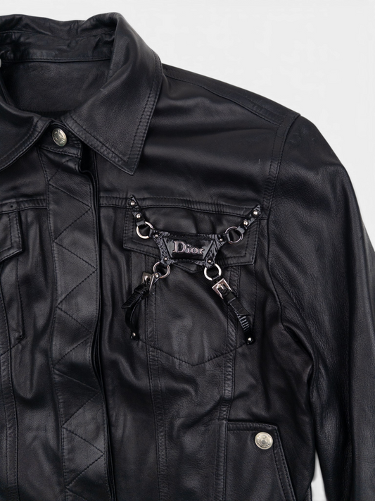 Dior by Galliano SS04 Bondage Punk Leather Jacket – charm detail