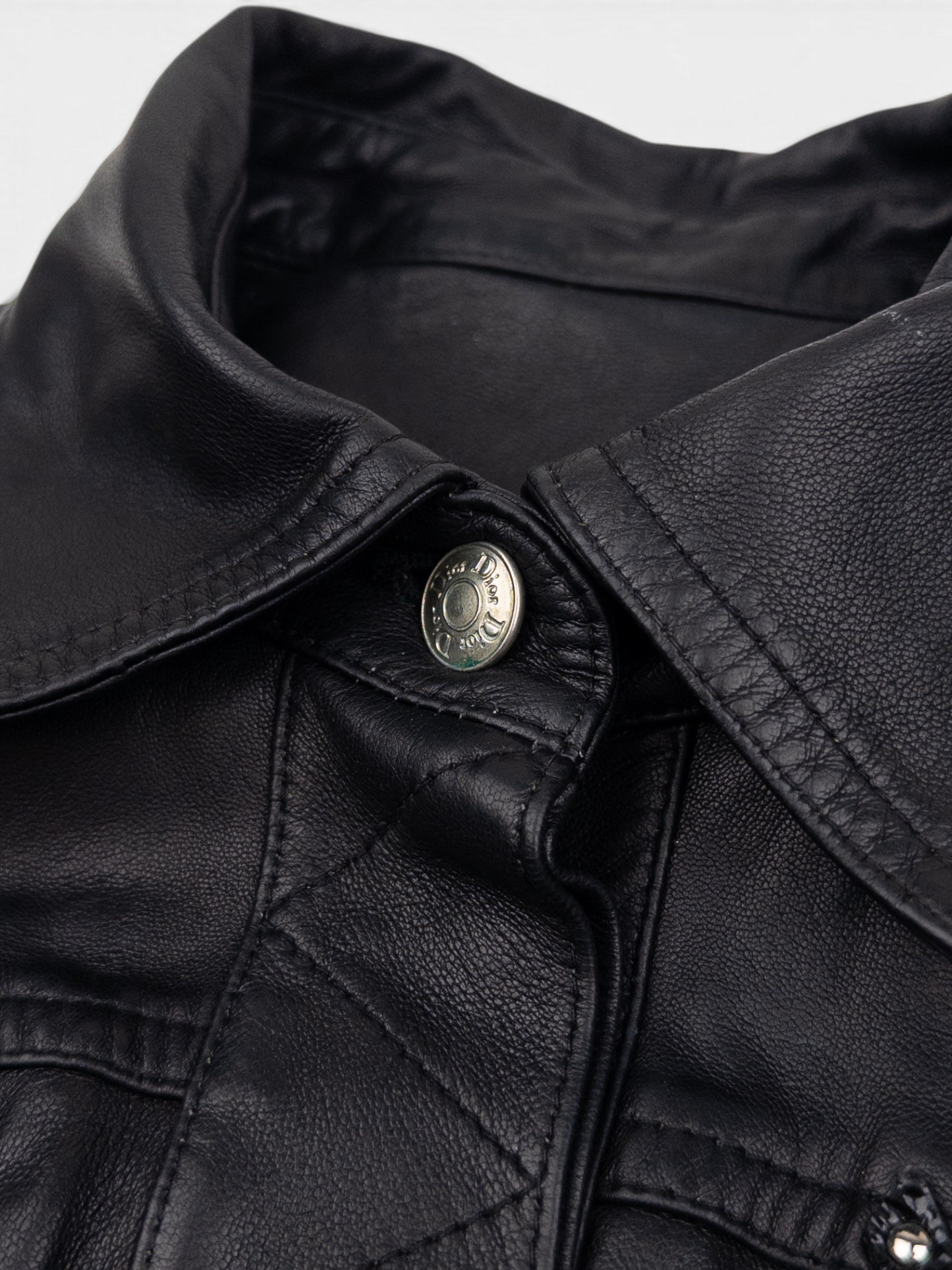 Dior by Galliano SS04 Bondage Punk Leather Jacket – collar detail