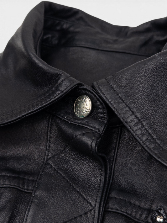 Dior by Galliano SS04 Bondage Punk Leather Jacket – collar detail
