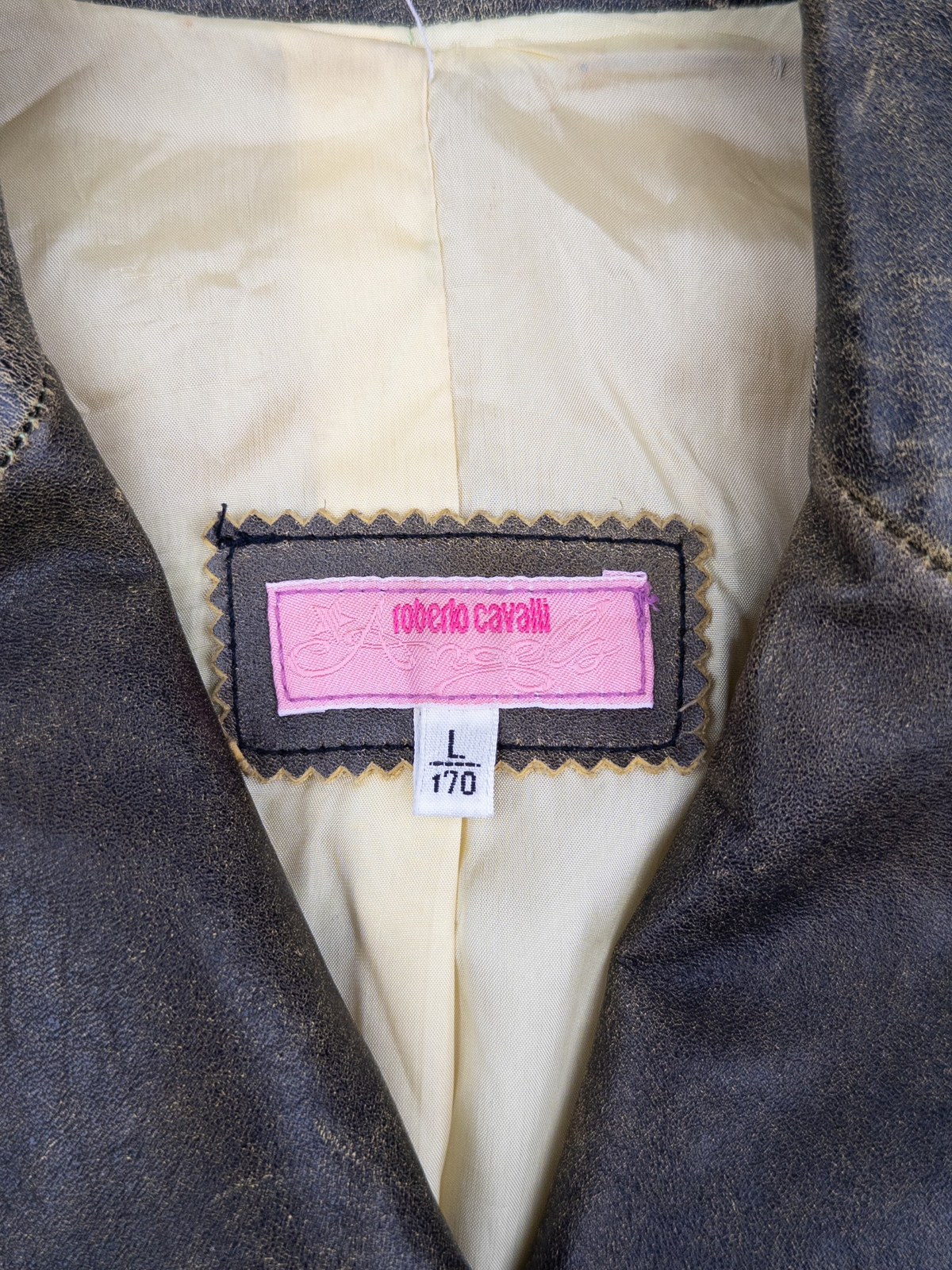 Roberto Cavalli AW01 ‘Angels’ Western Emboridery Perfecto Leather Biker Jacket – brand label
