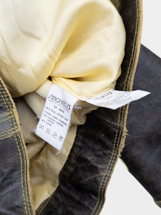 Roberto Cavalli AW01 ‘Angels’ Western Emboridery Perfecto Leather Biker Jacket – material label
