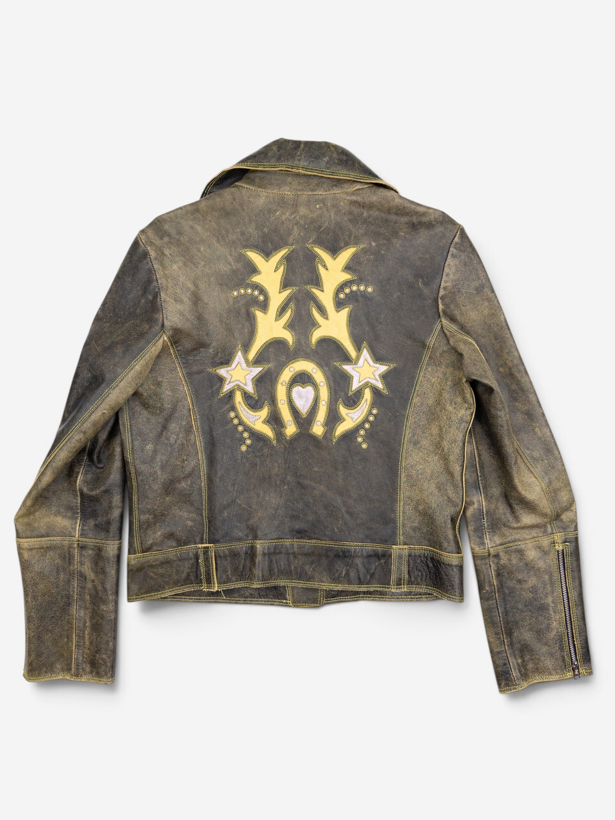 Roberto Cavalli AW01 ‘Angels’ Western Emboridery Perfecto Leather Biker Jacket – back view