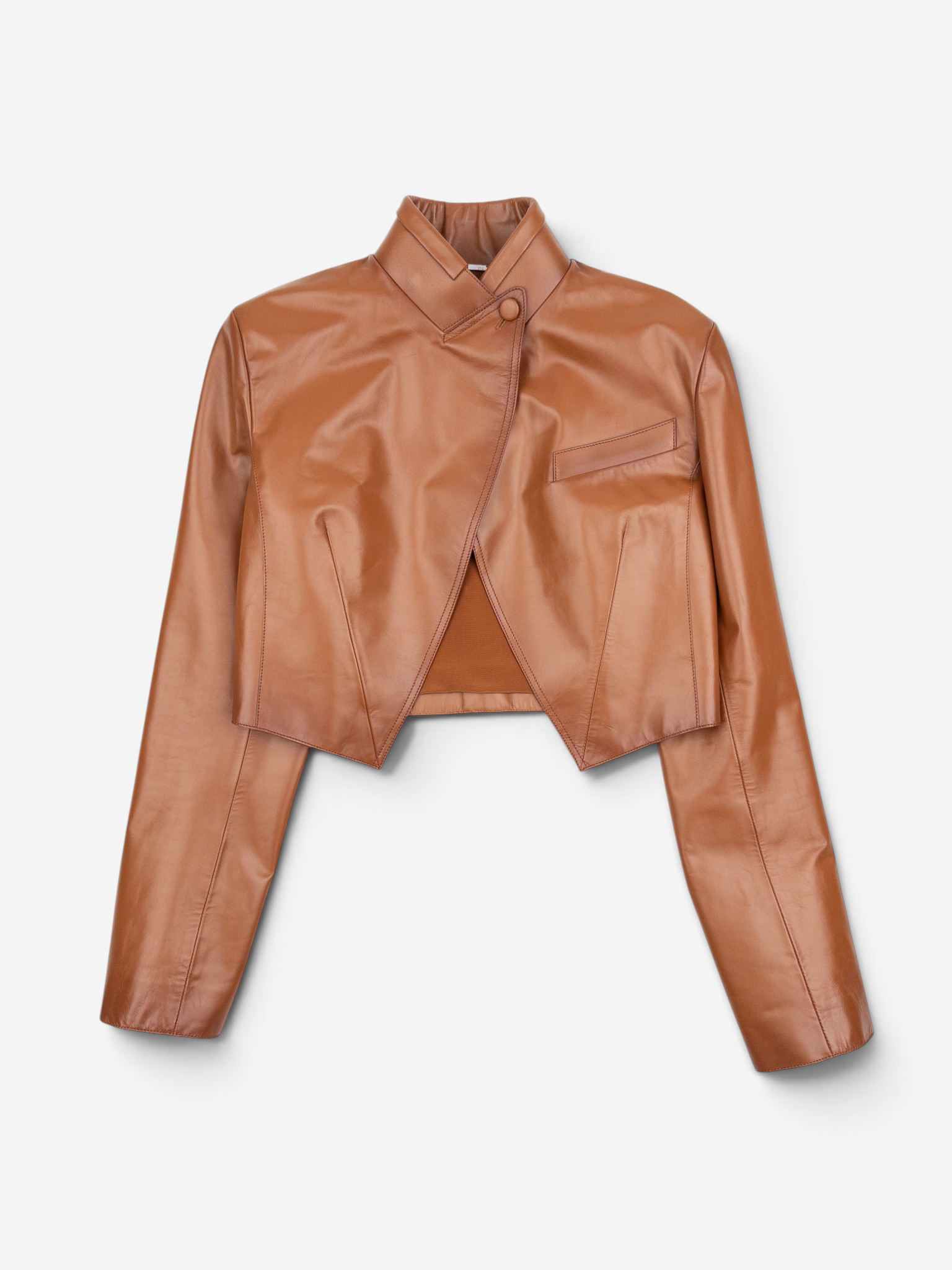 Fendi SS22 Cropped Bolero Leather Blazer Jacket – front view