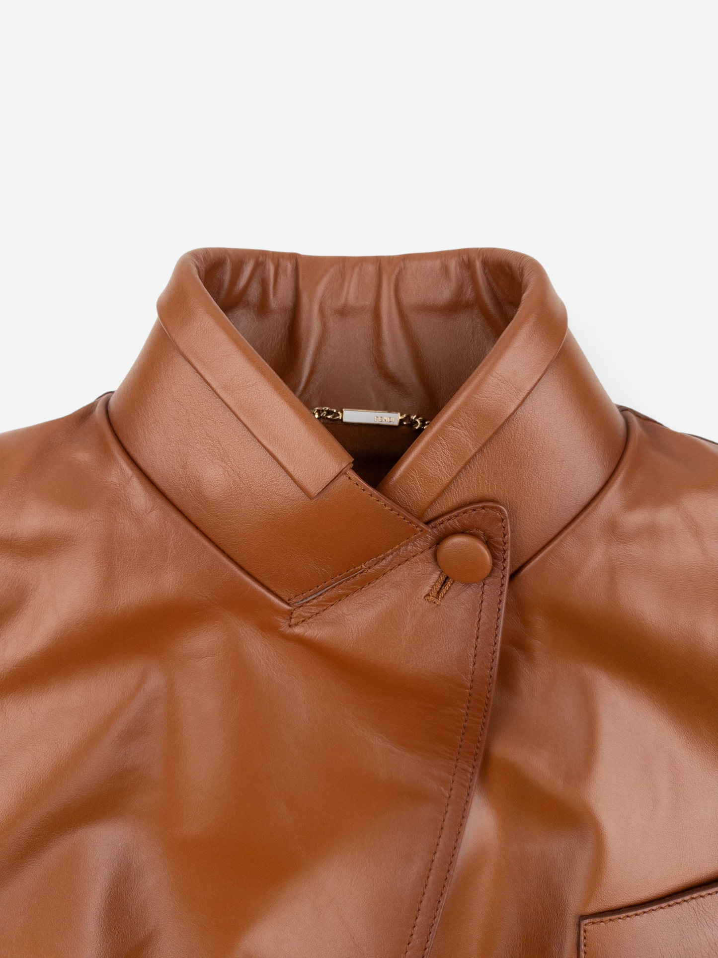 Fendi SS22 Cropped Bolero Leather Blazer Jacket – collar detail
