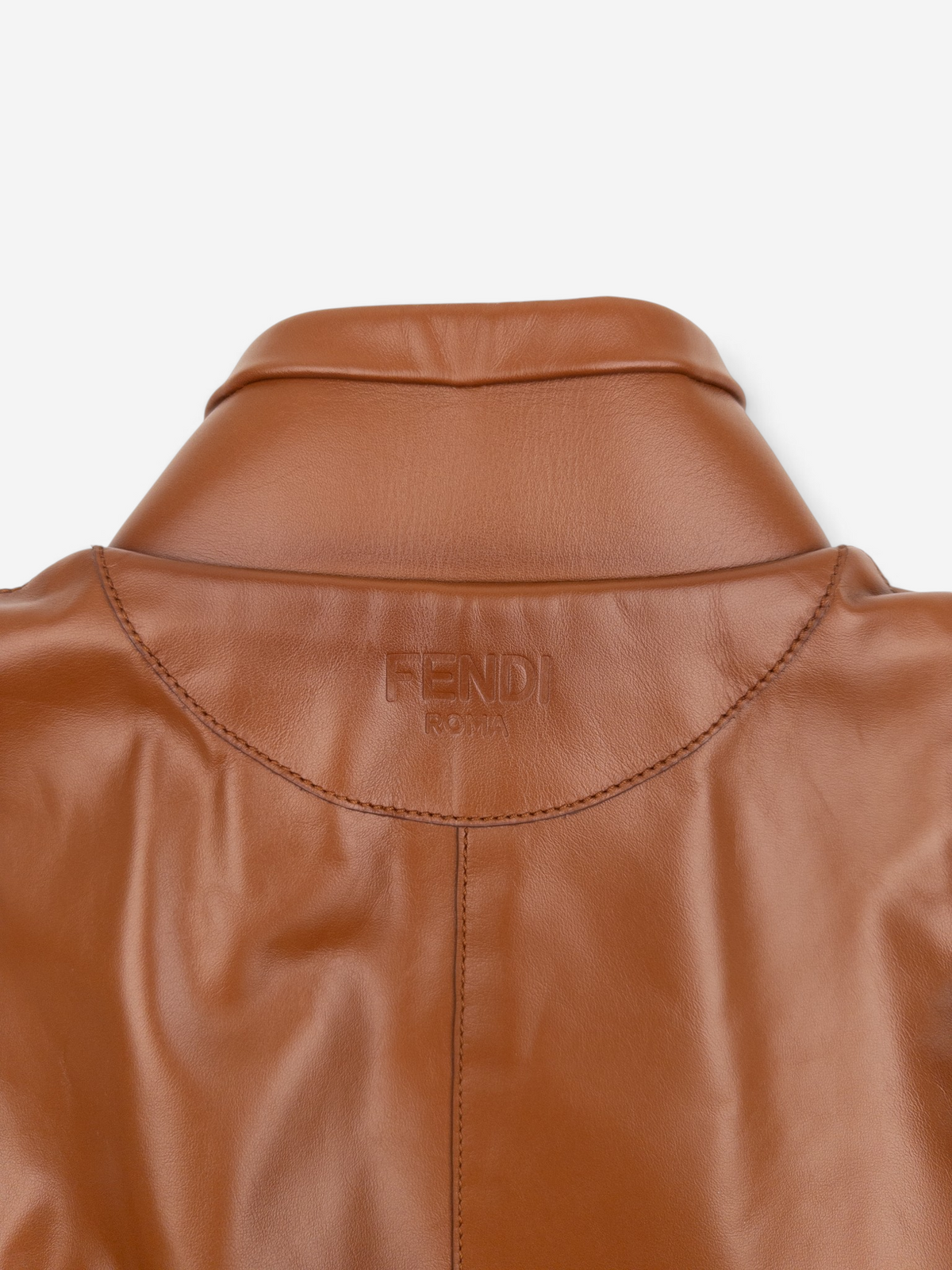 Fendi SS22 Cropped Bolero Leather Blazer Jacket – back collar detail