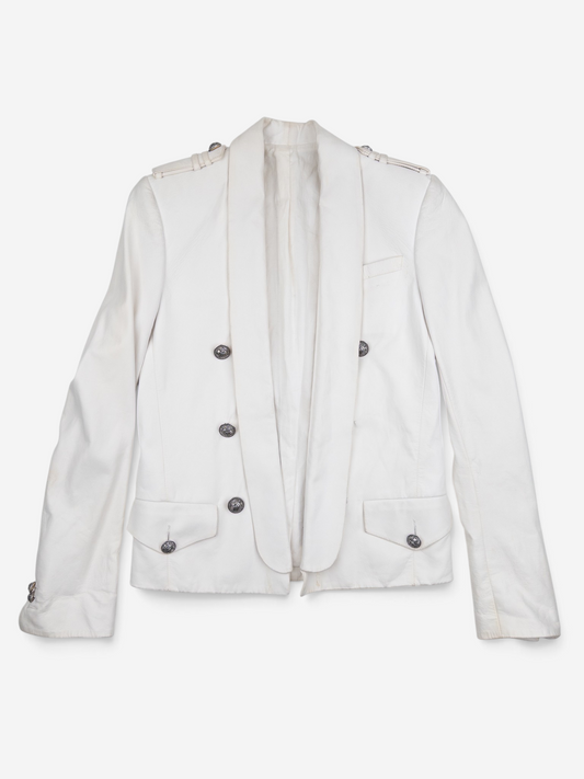 Balmain by Olivier Rousteing SS13 Military Napoleon Leather Blazer Jacket – front view