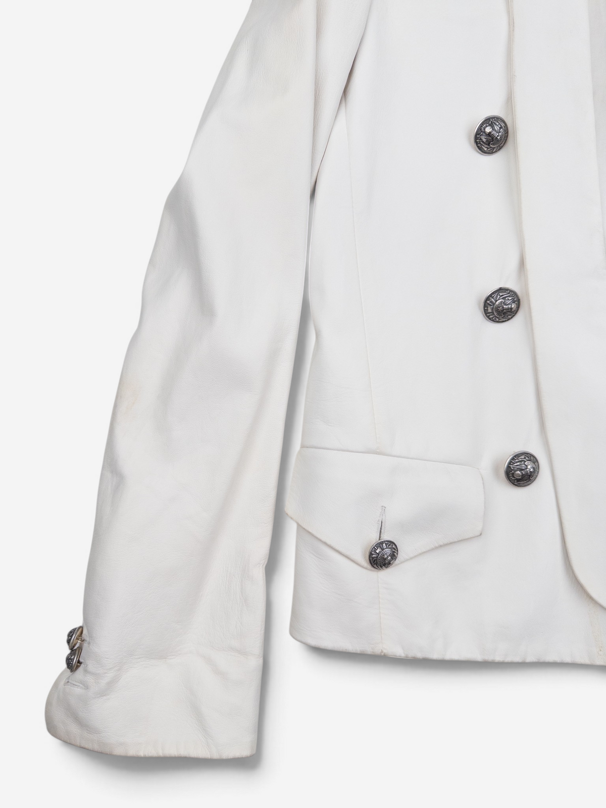 Balmain by Olivier Rousteing SS13 Military Napoleon Leather Blazer Jacket – button detail