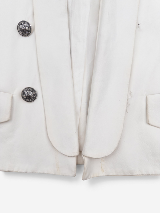 Balmain by Olivier Rousteing SS13 Military Napoleon Leather Blazer Jacket – lapel detail