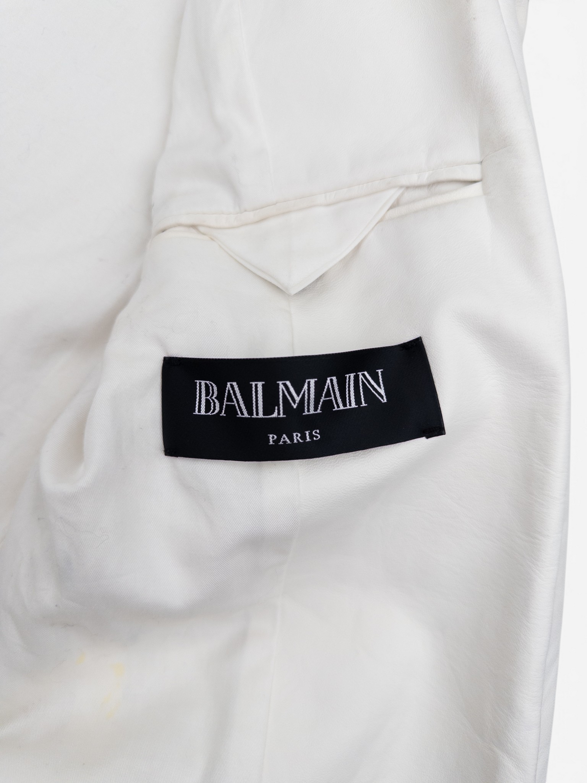 Balmain by Olivier Rousteing SS13 Military Napoleon Leather Blazer Jacket – brand label