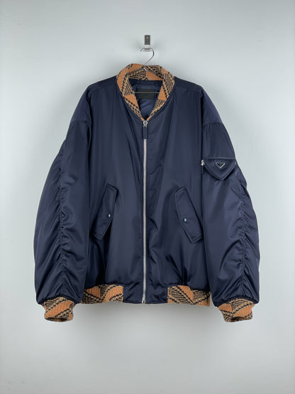Prada AW21 Oversized Knit MA-1 Bomber Jacket