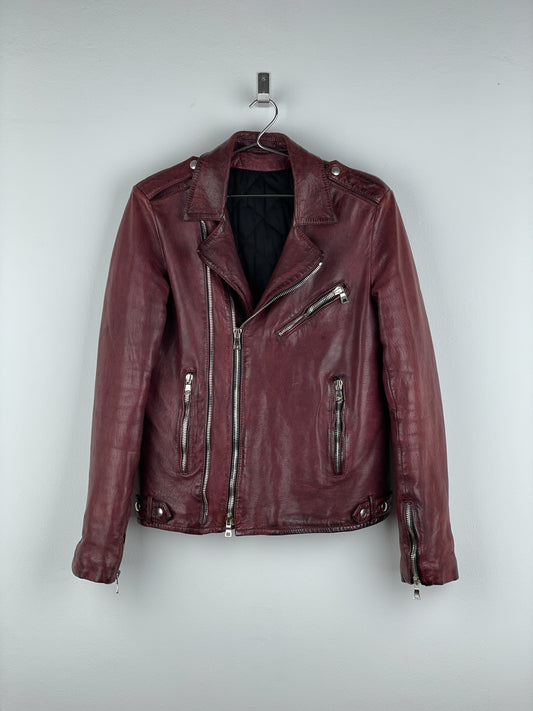 Balmain AW13 Decarnin Oxblood Biker Leather Jacket