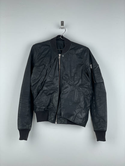Rick Owens SS16 'Cyclops' Draped Ripple Leather Bomber Jacket