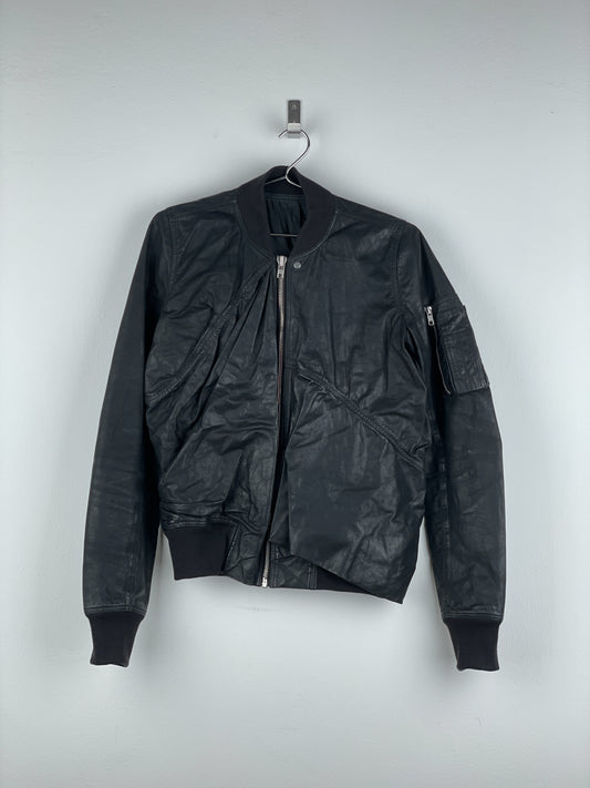 Rick Owens SS16 'Cyclops' Draped Ripple Leather Bomber Jacket