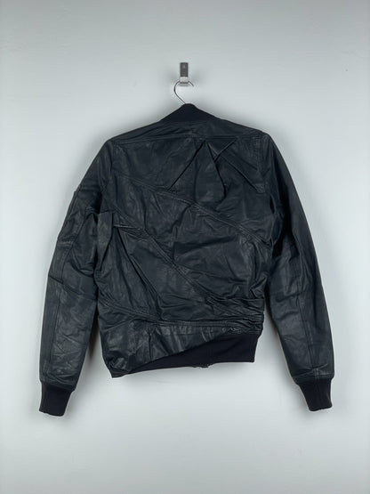 Rick Owens SS16 'Cyclops' Draped Ripple Leather Bomber Jacket