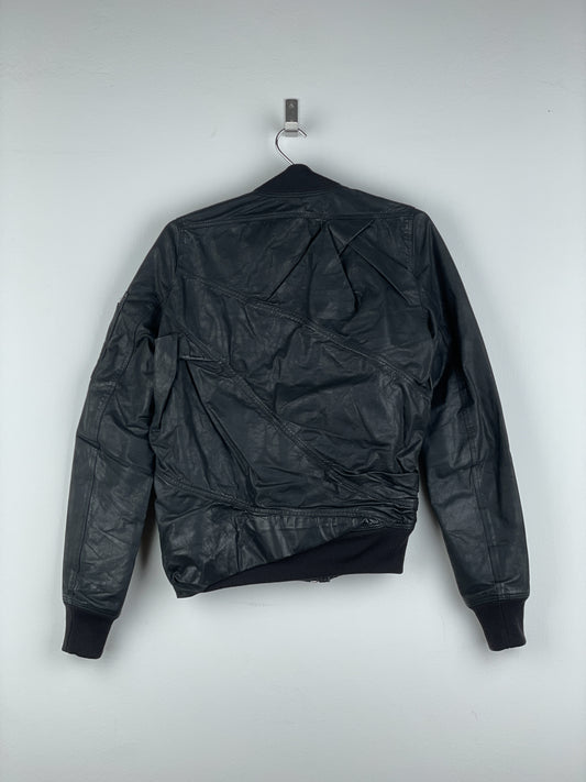 Rick Owens SS16 'Cyclops' Draped Ripple Leather Bomber Jacket