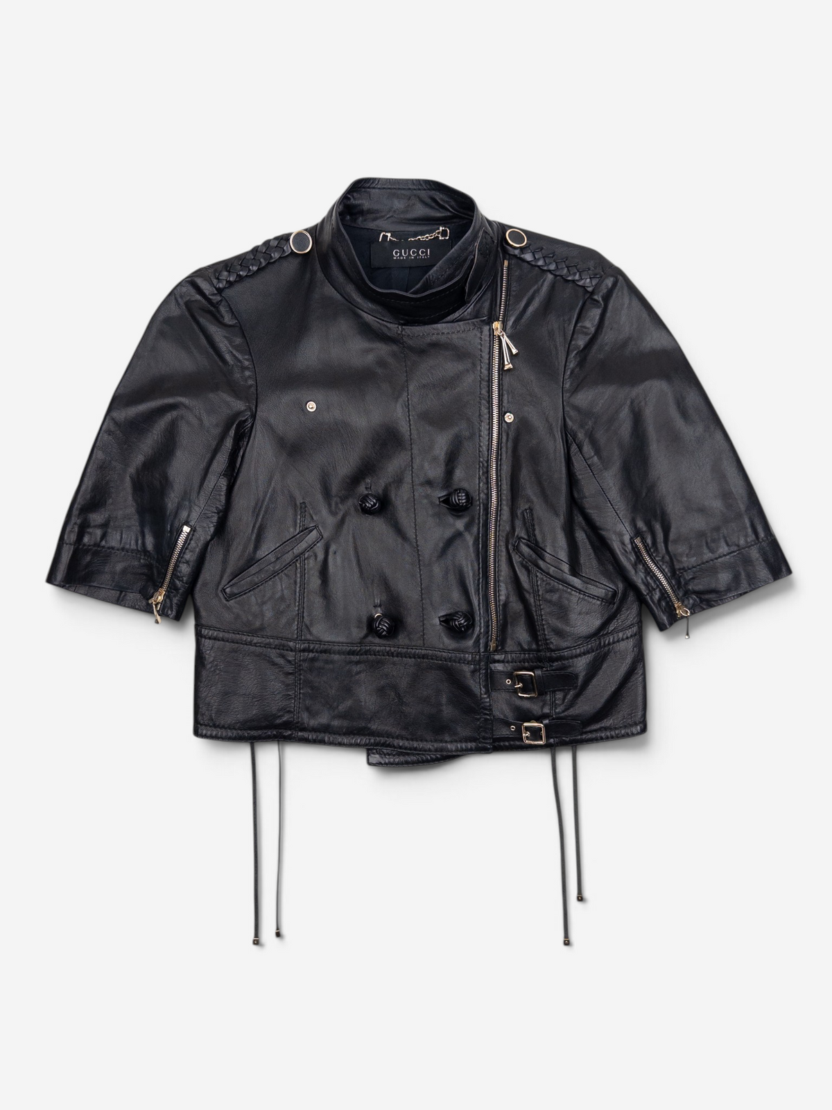 Gucci by Frida Giannini SS08 Short Sleeve Napoleon Leather Jacket – front view