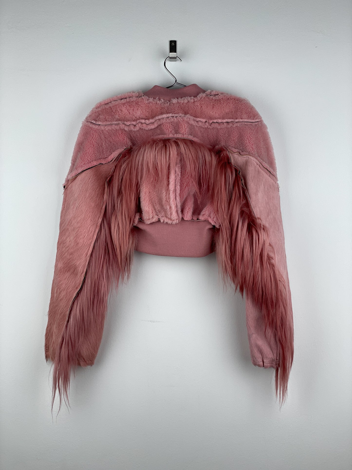 Rick Owens AW22 'Strobe' Cropped Collage Pony Hair Fur Bomber Jacket