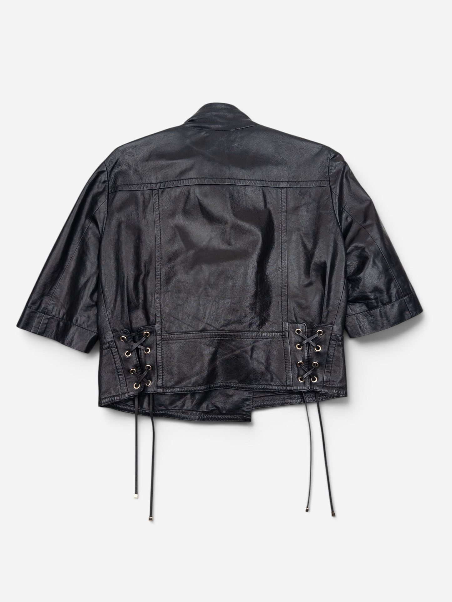 Gucci by Frida Giannini SS08 Short Sleeve Napoleon Leather Jacket – lacing detail