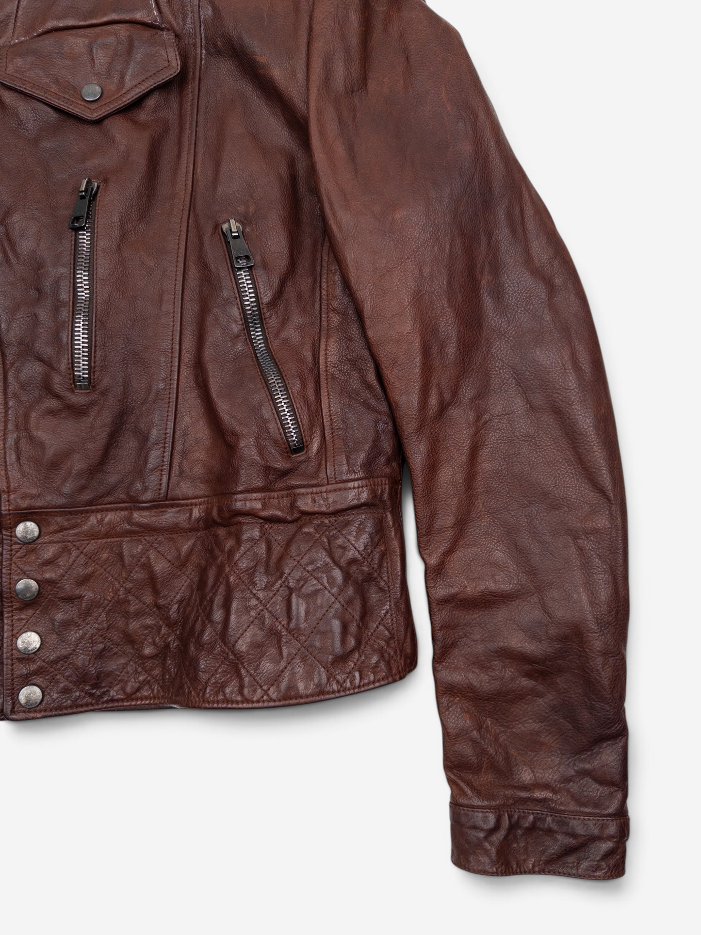 Gucci 2010s by Frida Giannini Quilted Leather Cafe Racer Biker Jacket – pocket detail