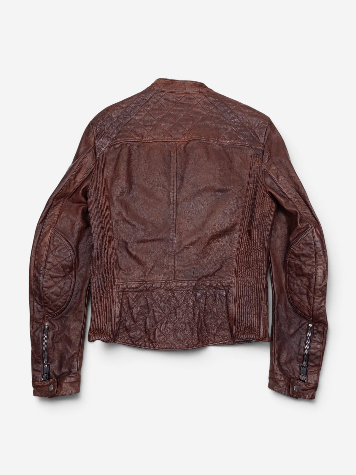 Gucci 2010s by Frida Giannini Quilted Leather Cafe Racer Biker Jacket – back view