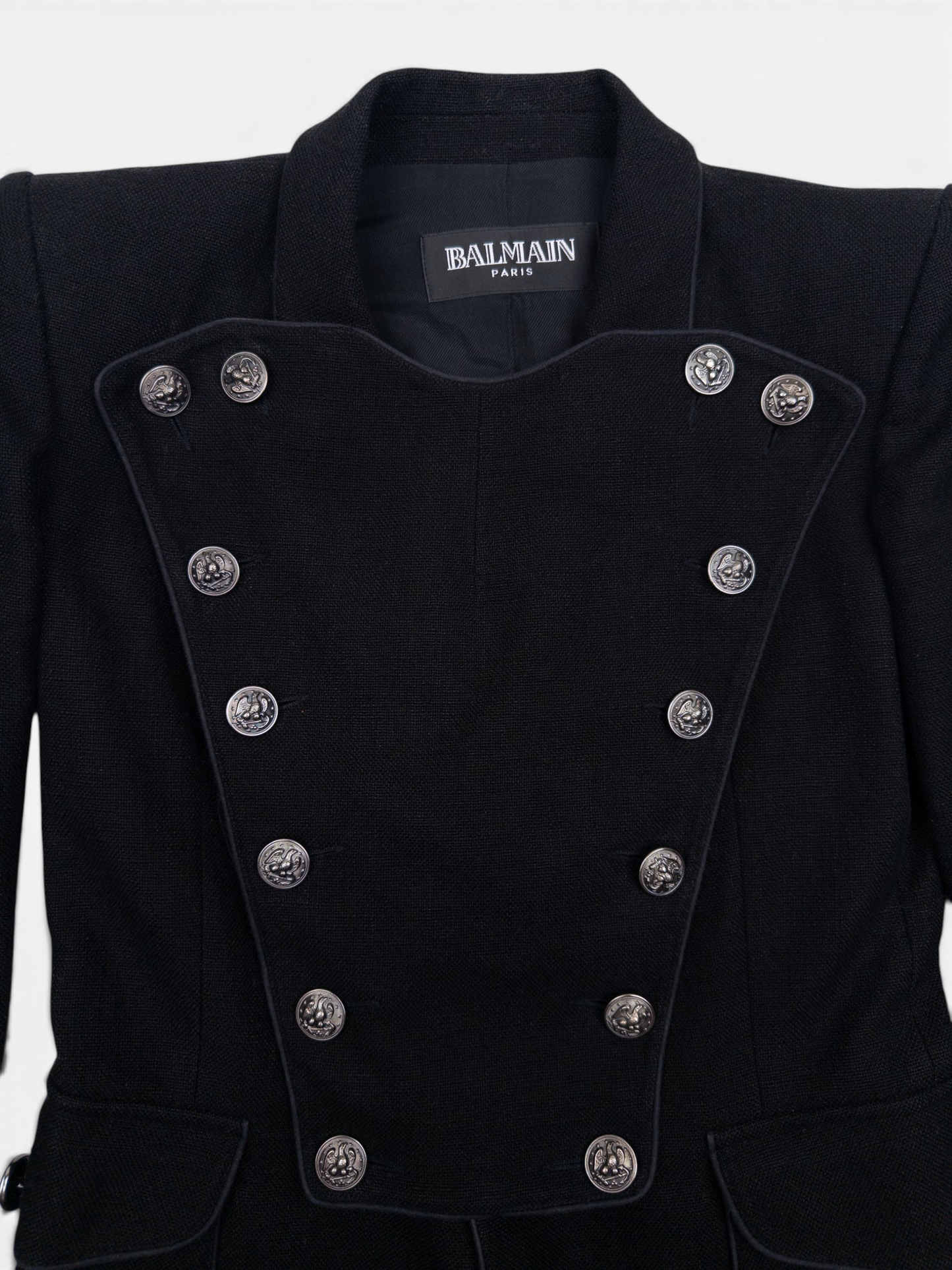 Balmain by Decarnin 2010s Military Napoleon Blazer Jacket – button detail
