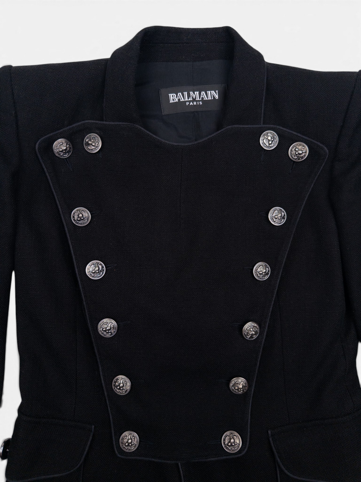Balmain by Decarnin 2010s Military Napoleon Blazer Jacket – button detail