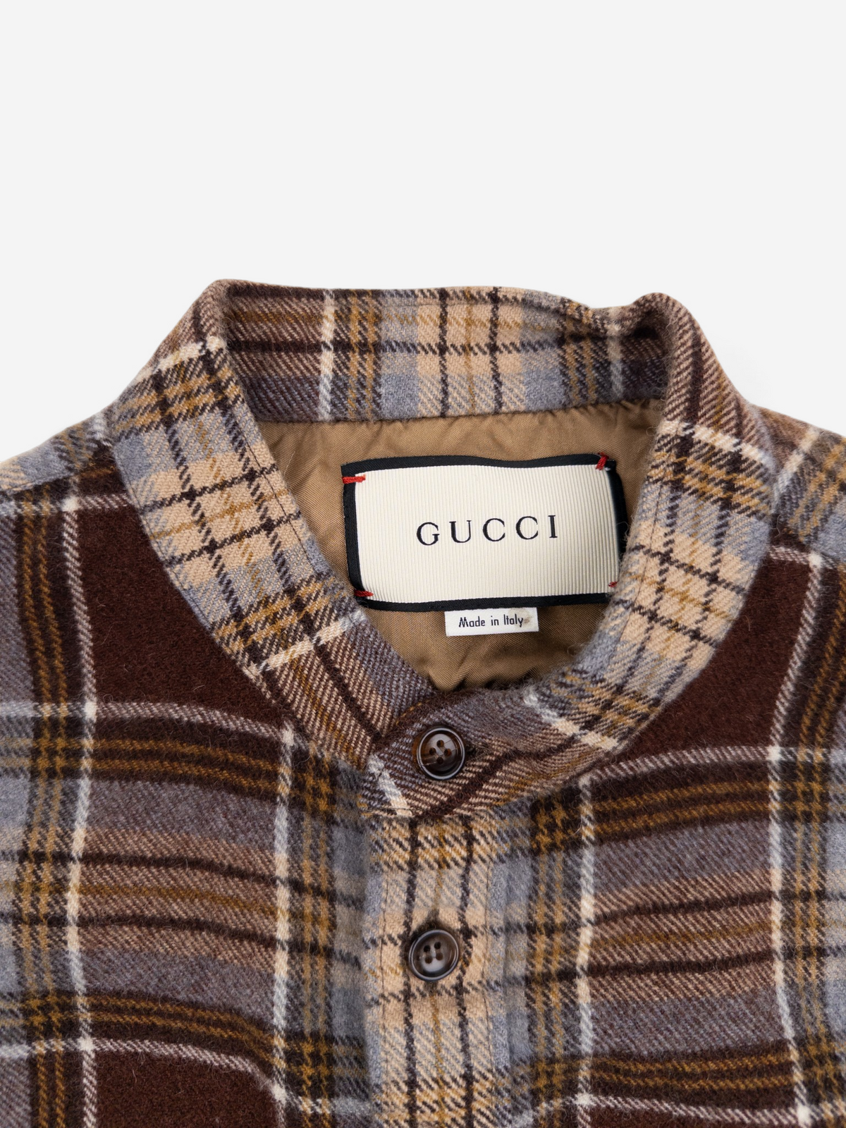 Gucci by Alessandro Michelle Plaid Flannel Button-Up Shirt – collar detail