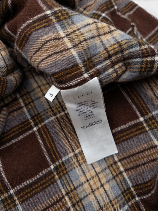 Gucci by Alessandro Michelle Plaid Flannel Button-Up Shirt – care label