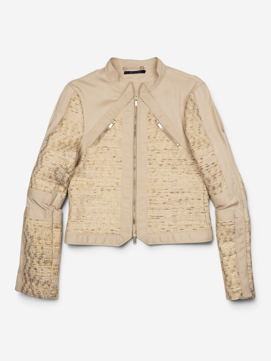Gucci by Tom Ford SS04 Gold-Colored Woven Leather Biker Jacket – front view