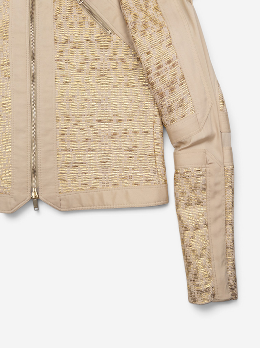 Gucci by Tom Ford SS04 Gold-Colored Woven Leather Biker Jacket – side view