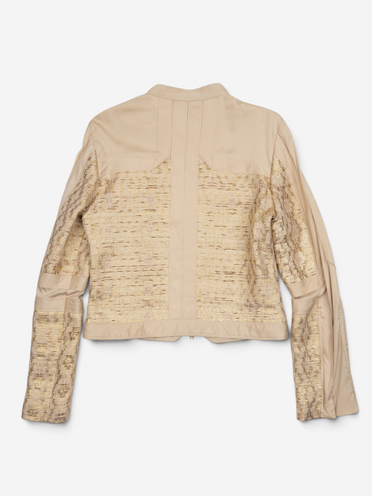 Gucci by Tom Ford SS04 Gold-Colored Woven Leather Biker Jacket – back view