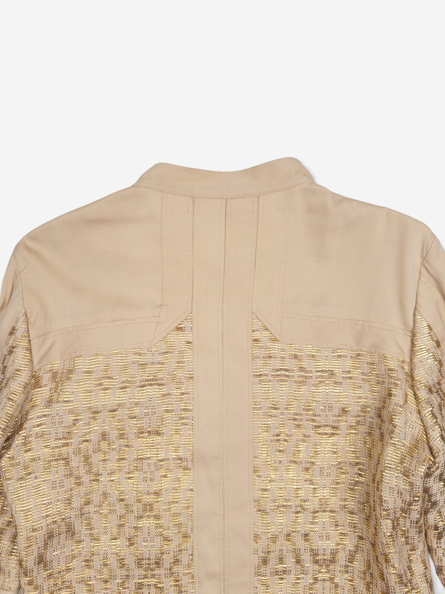 Gucci by Tom Ford SS04 Gold-Colored Woven Leather Biker Jacket – back panel detail