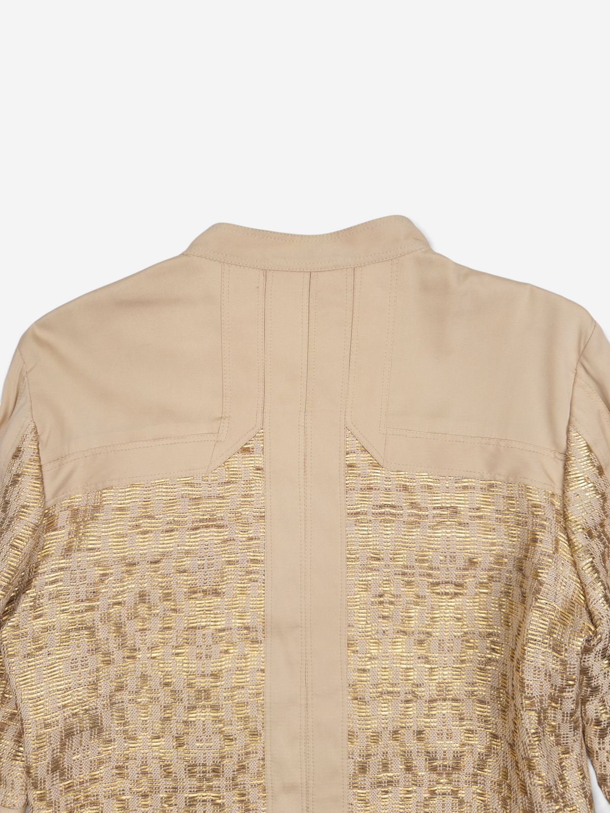 Gucci by Tom Ford SS04 Gold-Colored Woven Leather Biker Jacket – back panel detail