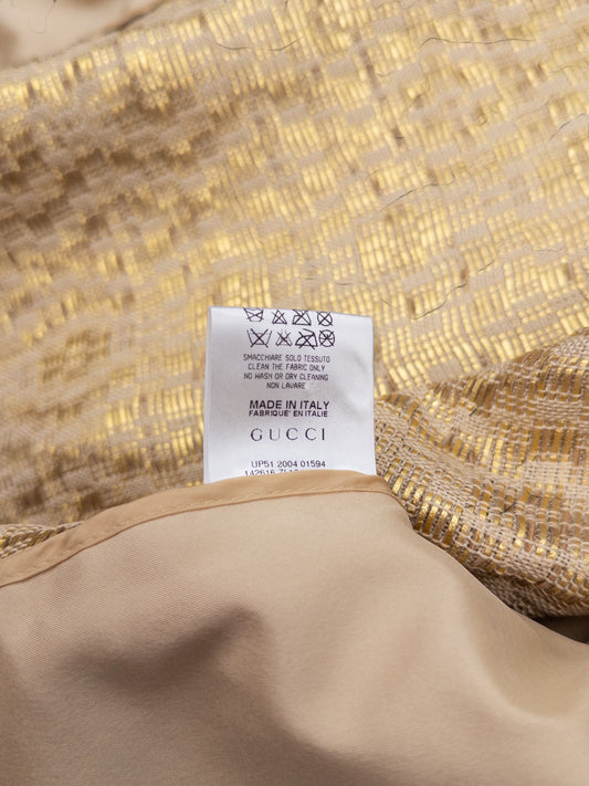 Gucci by Tom Ford SS04 Gold-Colored Woven Leather Biker Jacket – composition label