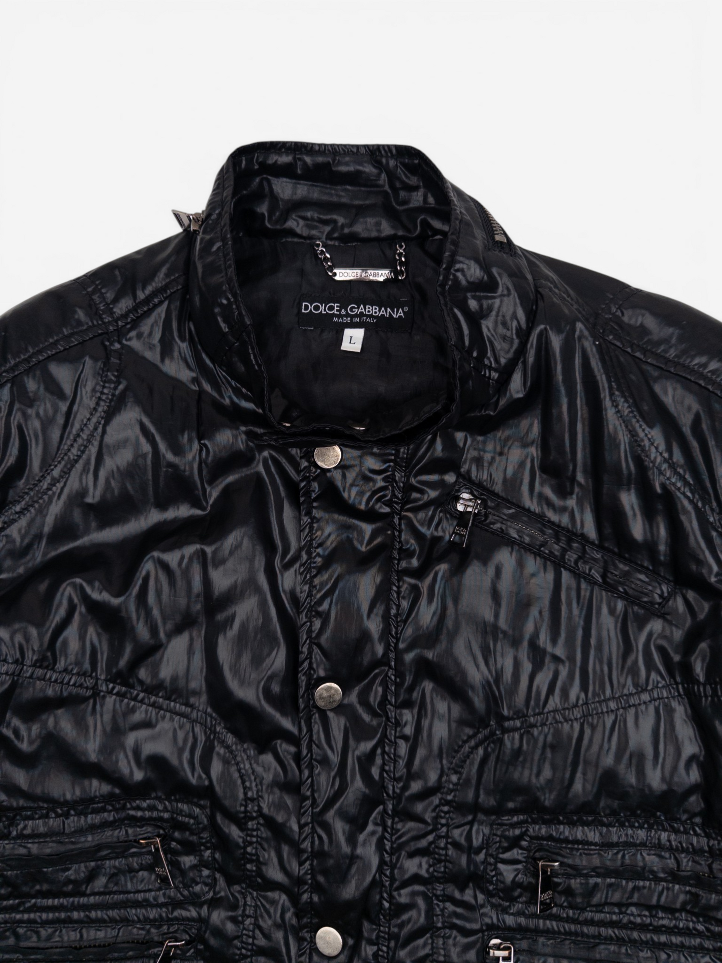 Dolce & Gabbana 2000s Biker Puffer Jacket – collar detail