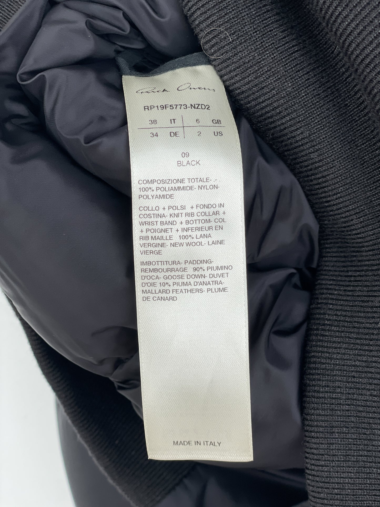 Rick Owens AW19 LARRY Cropped Puffer Jacket