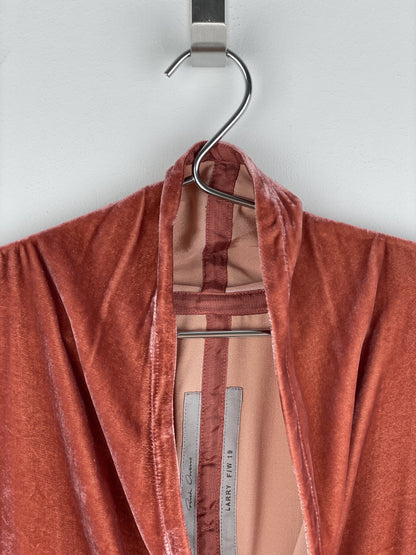 Rick Owens AW19 'Larry' Velvet Kimono Tie Blazer Jacket