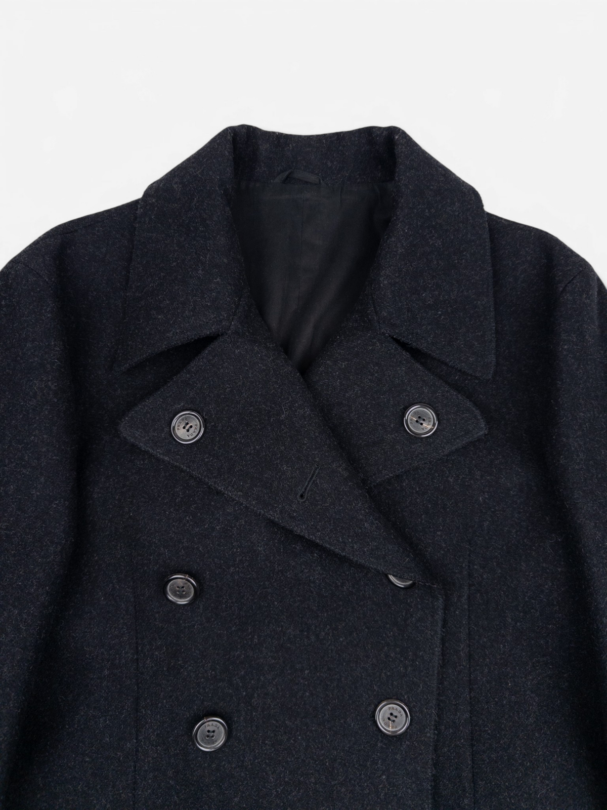 Prada 2000s Double Breasted Coat – lapel detail