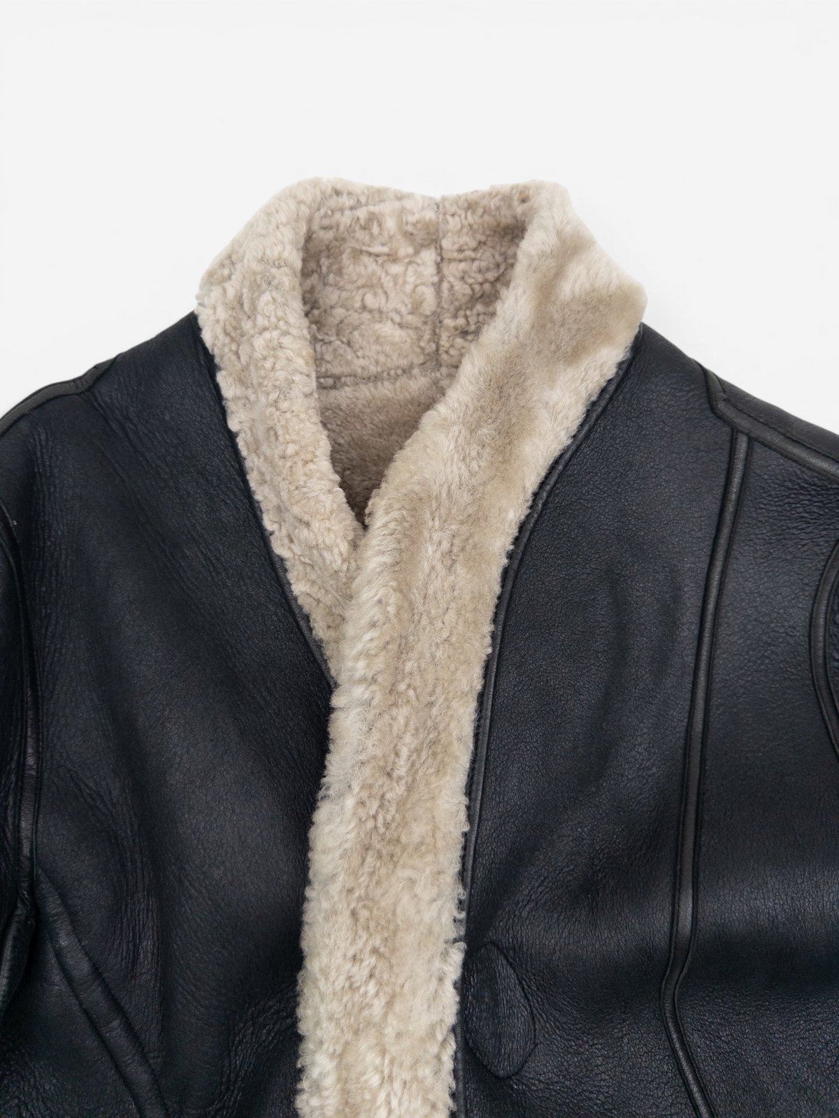 Rick Owens AW11 ‘Limo’ Reversible Scooped Shearling Leather Jacket – collar detail