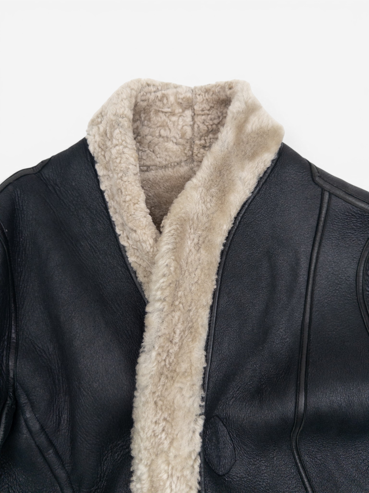 Rick Owens AW11 ‘Limo’ Reversible Scooped Shearling Leather Jacket – collar detail