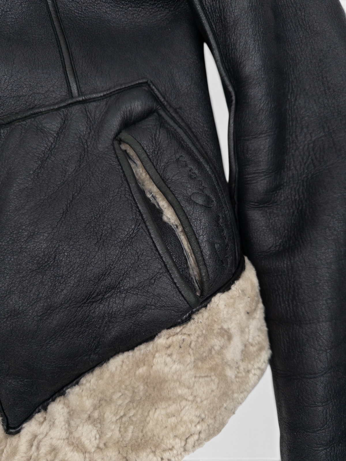 Rick Owens AW11 ‘Limo’ Reversible Scooped Shearling Leather Jacket – zip pocket detail